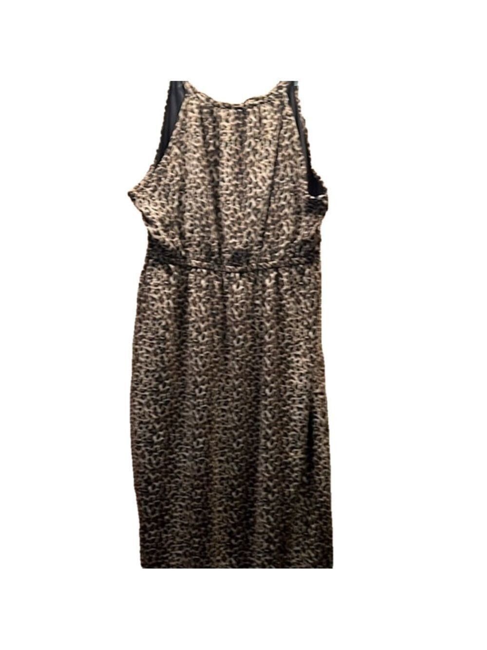 Blush Leopard Print Dress, SZ 3X, PTP 25”, F. length 47”, B 55”, black lined - Picture 2 of 9